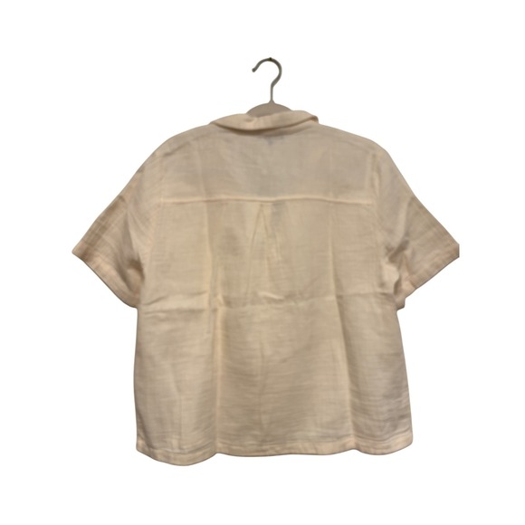 NWT Quince Vintage Cream 100 Organic Cotton Gauze Short Sleeve Button Up Shirt M - Picture 4 of 8